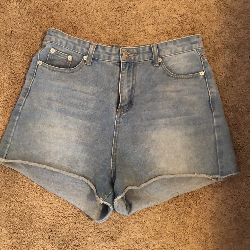 Light wash denim shorts
